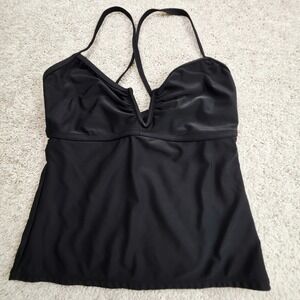 Collections by Catalina Tankini Top Womens S 4-6 Black Ruched Flattering Swim